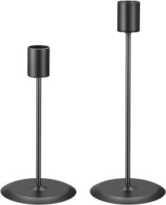 set of 2 pillar black candle holders