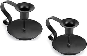 set of 2 lack taper candle holder