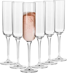 Crystal champagne flutes, set of 6