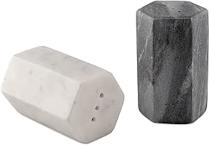 GoCraft Salt and Pepper Shakers | HandCrafted White and Black Marble Salt and Pepper Shakers