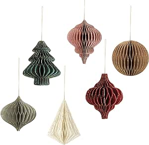 3D Mini Glitter Edge Paper Honeycomb Christmas Hanging Ornaments