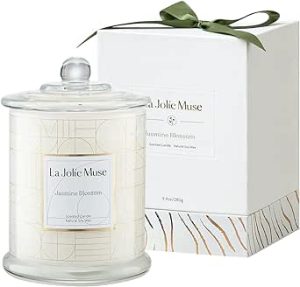 La Jolíe Muse Scented Candles, jasmine candle gift set, glass jar candle, soy wax candle. long burning candle