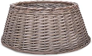 Wicker Christmas Tree Skirt Xmas Stand Cover Xmas Decoration Wicker Basket Decor (Large)