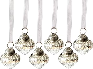 Christmas Set of 6 Glass Lantern Christmas Baubles