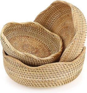 round rattan woven basket