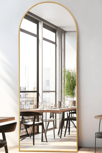 Gold Arched Full Length Mirror 163x54cm Standing Hanging or Leaning Against Wall