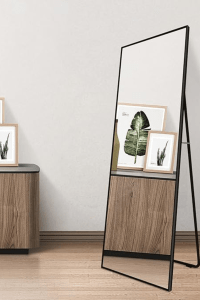 Full Length Mirror 140x50cm Free Standing, Hanging or Leaning, Large Floor Mirror with Black Aluminium Alloy Frame 