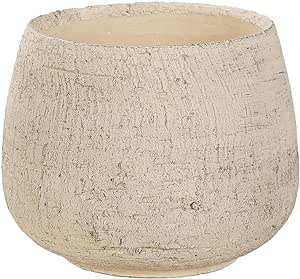 Plant Pot Indoor | Ceramic Plant Pots | Cream White Stone Texture Round Planters | 3 Sizes (Small: Base W: 17cm x Top W: 15cm x H: 14cm)